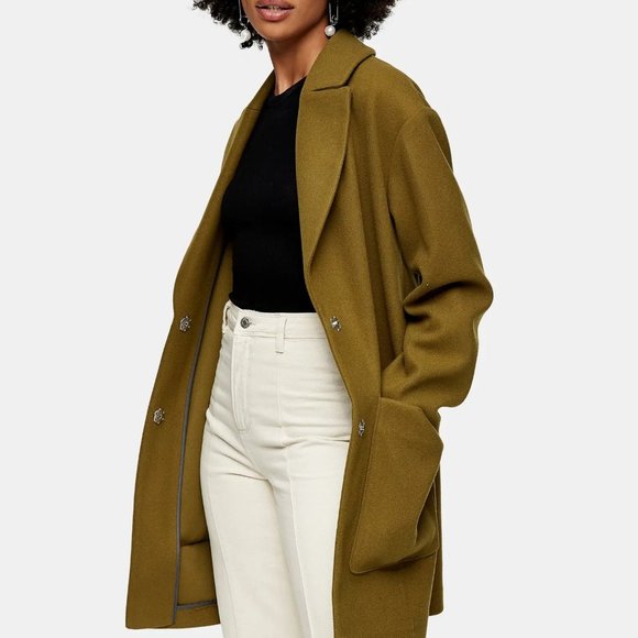 Topshop Jackets & Blazers - Free Shipping Topshop NWT Olive Military Green Margo Oversize Coat Size 4